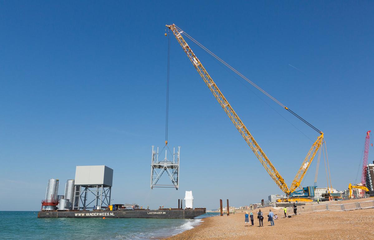 Numerous parts have been transferred from barge to beach with tower build now ready to begin