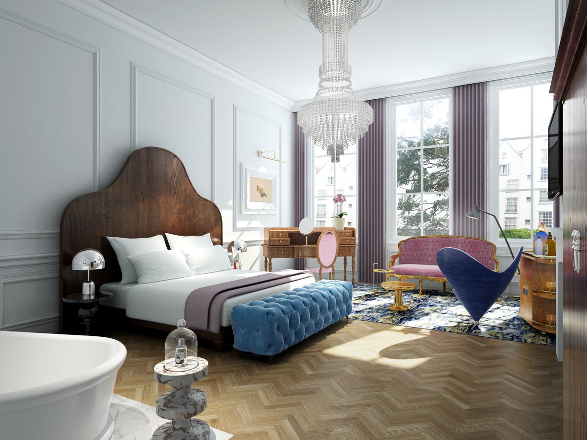 Vintage furniture will complement contemporary stylings in the guest rooms / Pulitzer Amsterdam