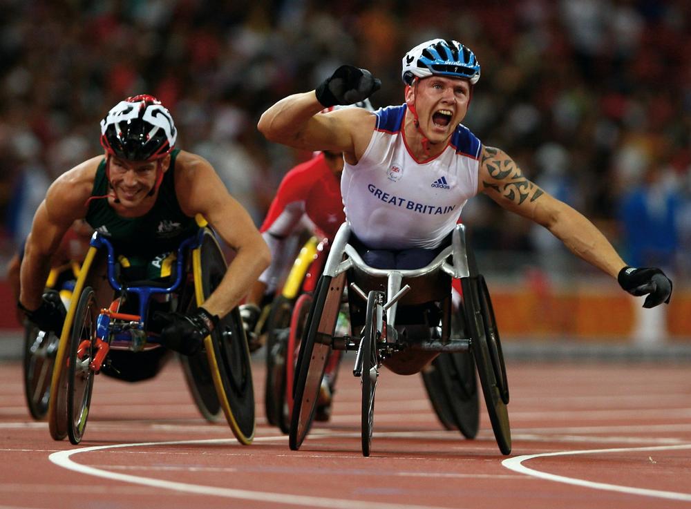 David Weir (right) won two gold medals at Beijing 2008 in the T54 800m and 1,500m