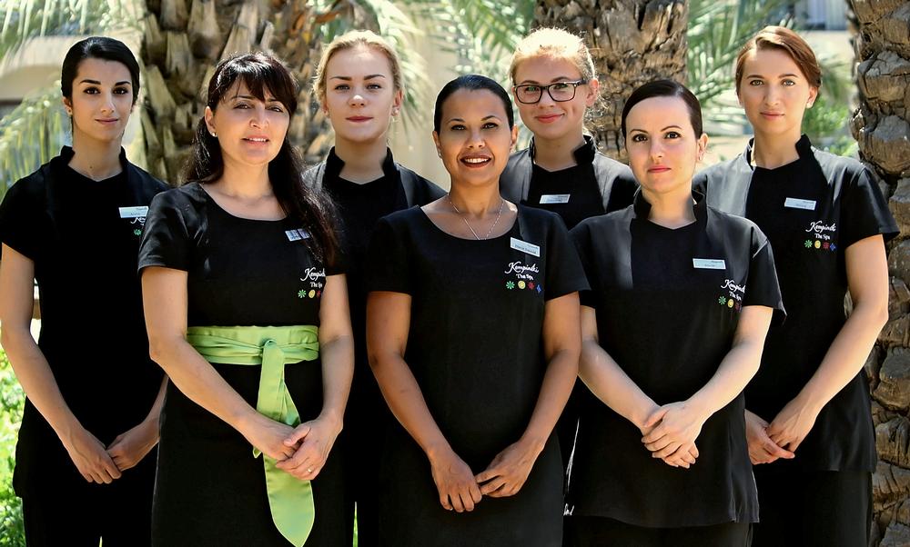 Daoud (centre) with the spa team which comprises five full-time therapists from Malta and across Europe