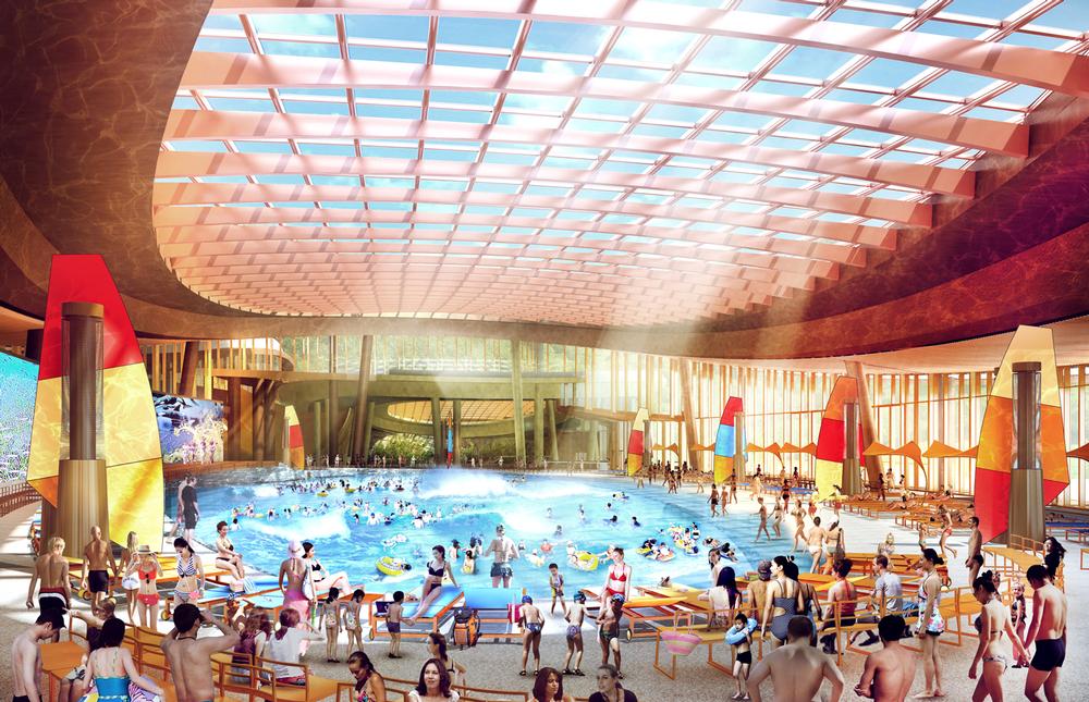 Water World spans indoor and outdoor areas across three storeys. Themes include the reef, the caves and the beach