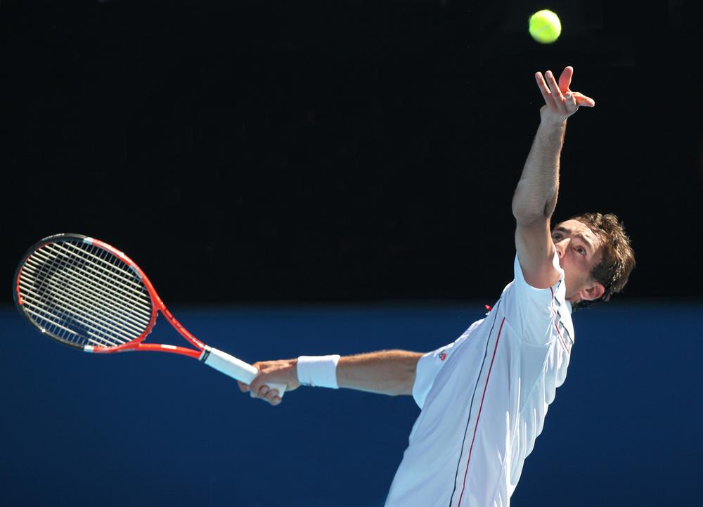 Marin Cilic of Croatia in the Quarter Final during the 2010 Australian Open tennis tournament
