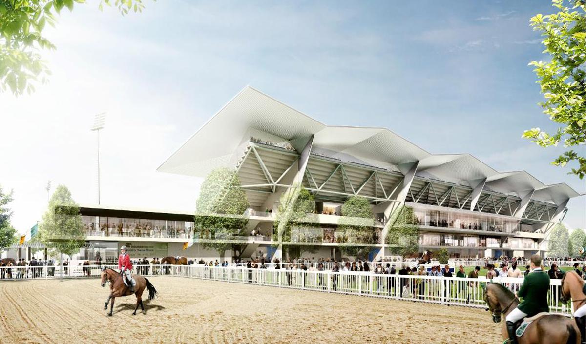 A rendering of the new and improved equestrian offering at the RDS Arena / Grimshaw/Newenham Mulligan and Leinster Rugby A rendering of the new and improved equestrian offering at the RDS Arena / Grimshaw/Newenham Mulligan and Leinster Rugby