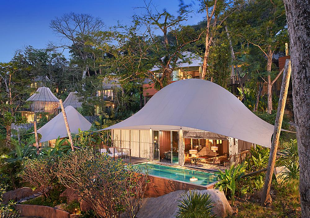 The Tent Pool Villa’s exterior. The villas are made from a double layer of tent fabric