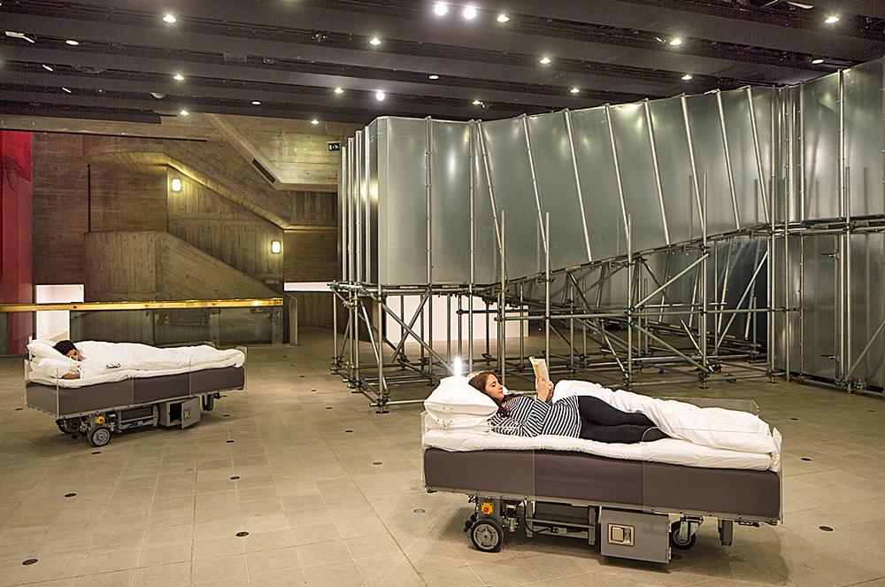 Two Roaming Beds (Grey) an all-night experience on roaming robot beds / PHOTO: ©David Levene