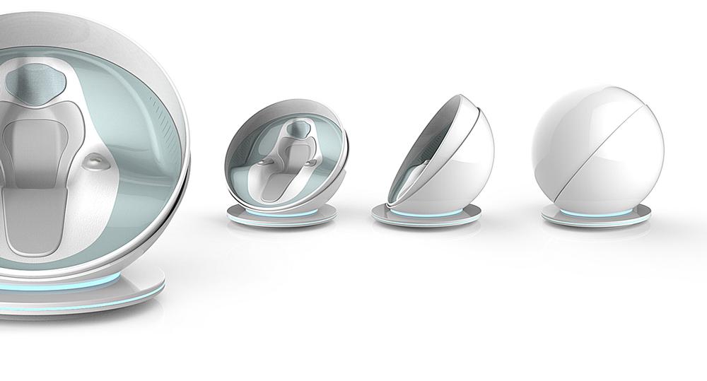 The Aura pod, yet to come to market, will combine visuals, sound, smell and touch to engage the senses