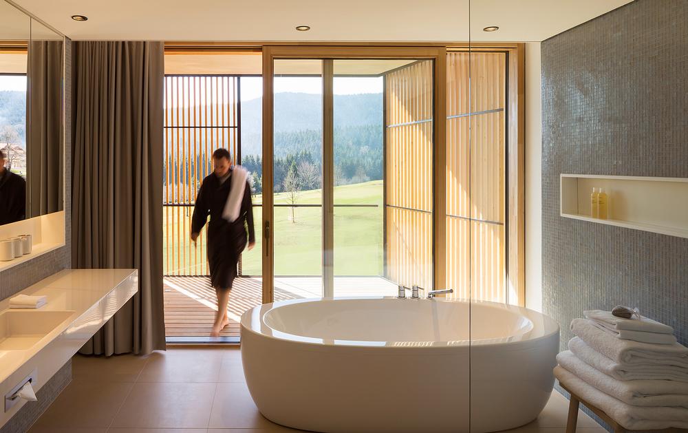 Guest rooms at Tegernsee have been designed to offer a place of refuge