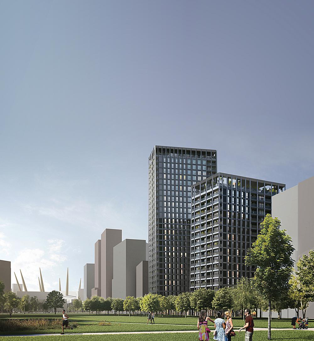 ABA have designed four residential towers with leisure space for the Greenwich Peninsula scheme