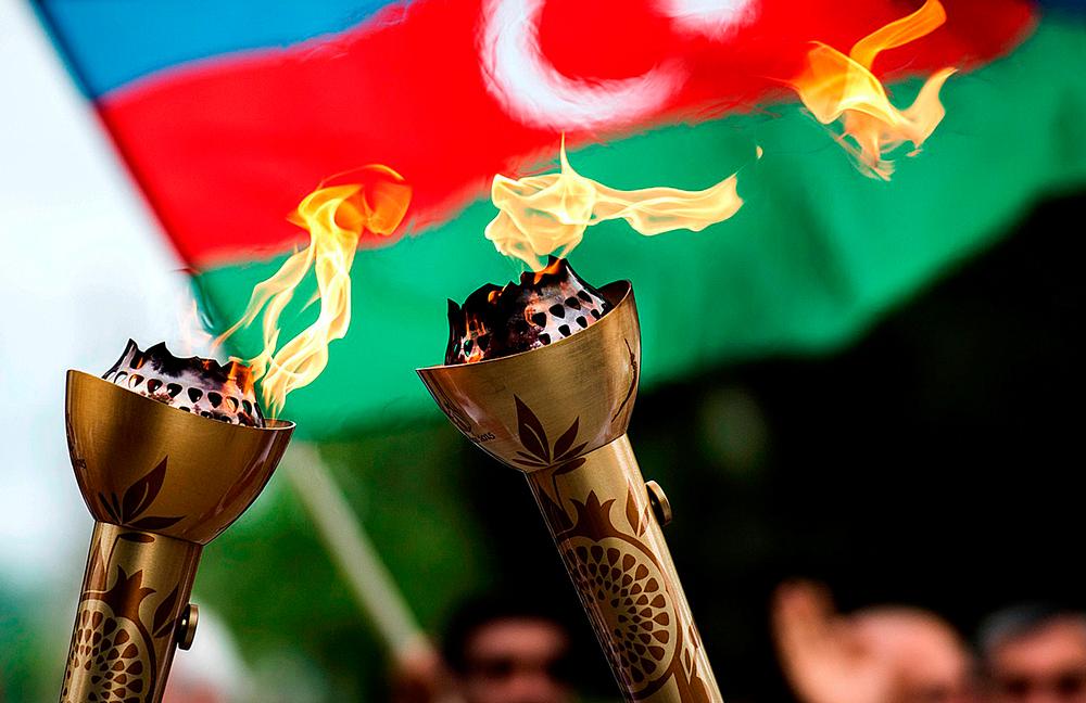 The flame began its journey around Azerbaijan on 26 April