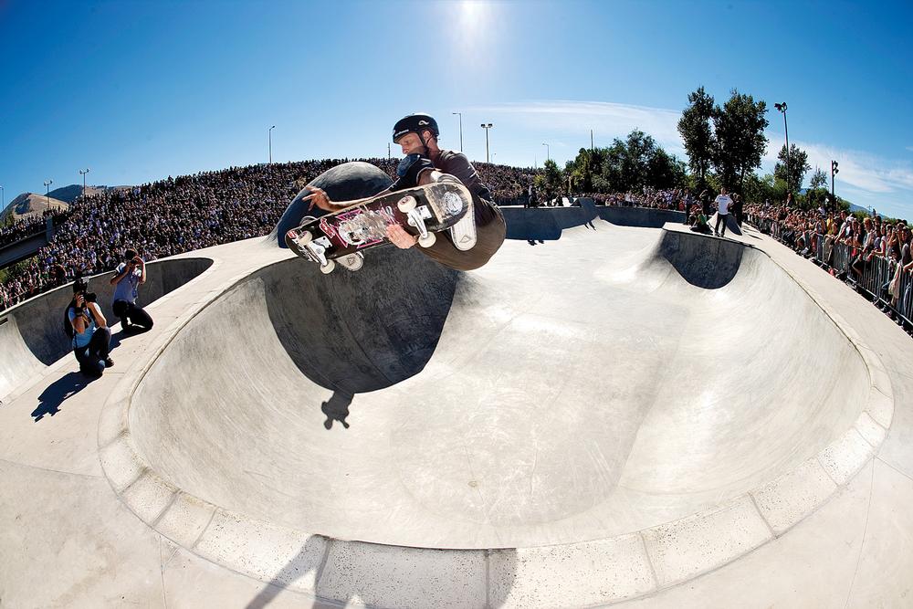 Hawk retired from professional skateboarding in 1999, but continues to skate in demos around the world / PHOTO: Jody Morris/©Tony Hawk Foundation