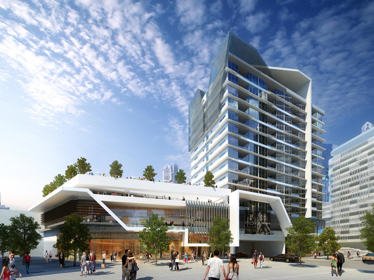 MHG plans for the two adjacent buildings to harmonise with the Perth City Link masterplan of creating a lifestyle-focused environment / MHG