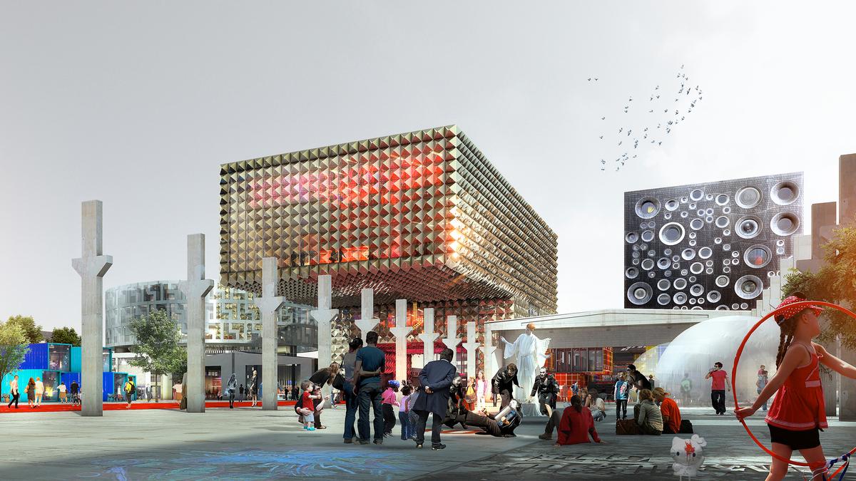 One of the buildings will be designed as a real working speaker / MVRDV/Luxigon