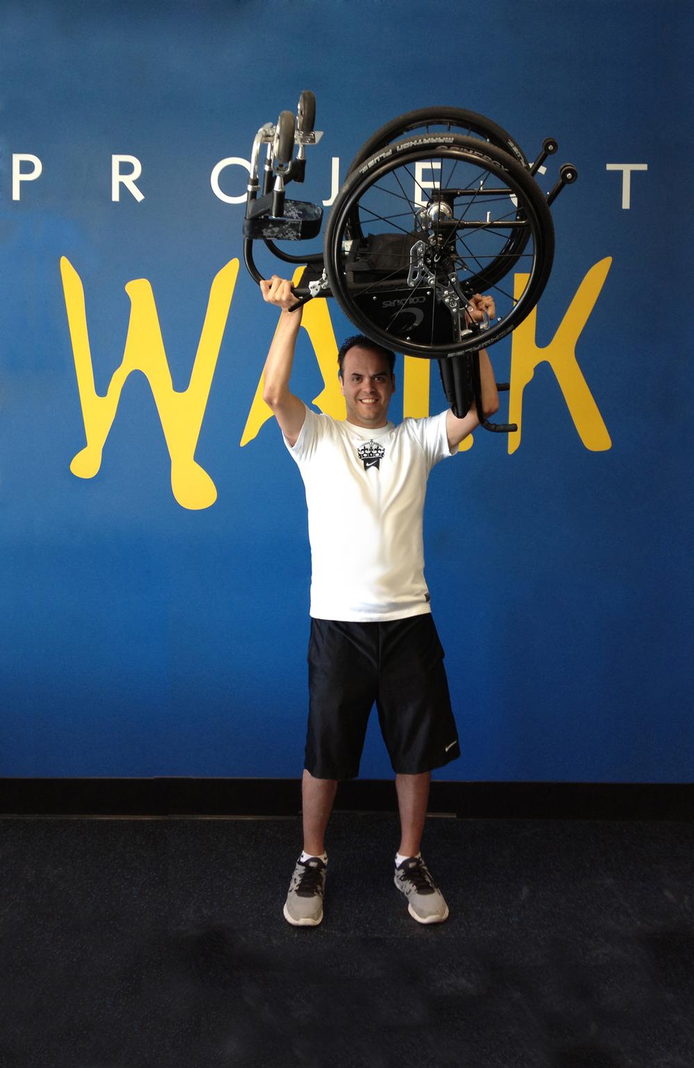 Project Walk patient Brandon Rayburn was injured while snowboarding