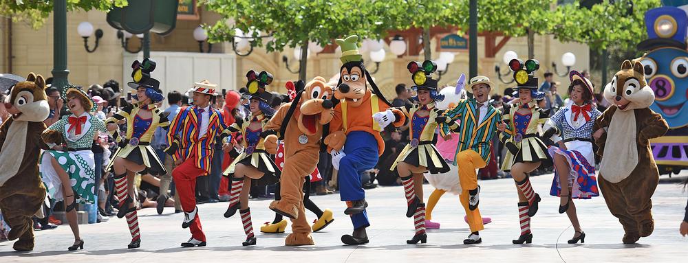 A character parade in Shanghai Disneyland