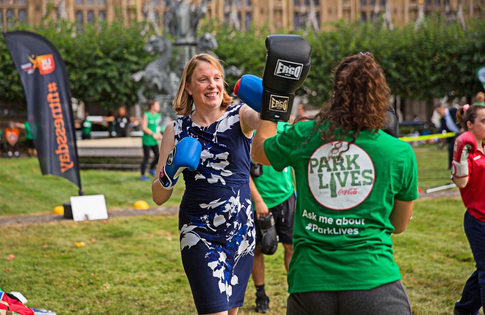 Tracey Crouch MP takes part in a 
special parliamentary ParkLives / PHOTO: Andy Tyler Photography