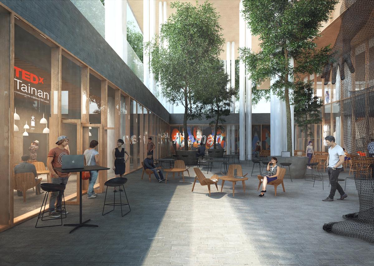 Public courtyards for socialising and the exchange of ideas are included in the design / Mecanoo