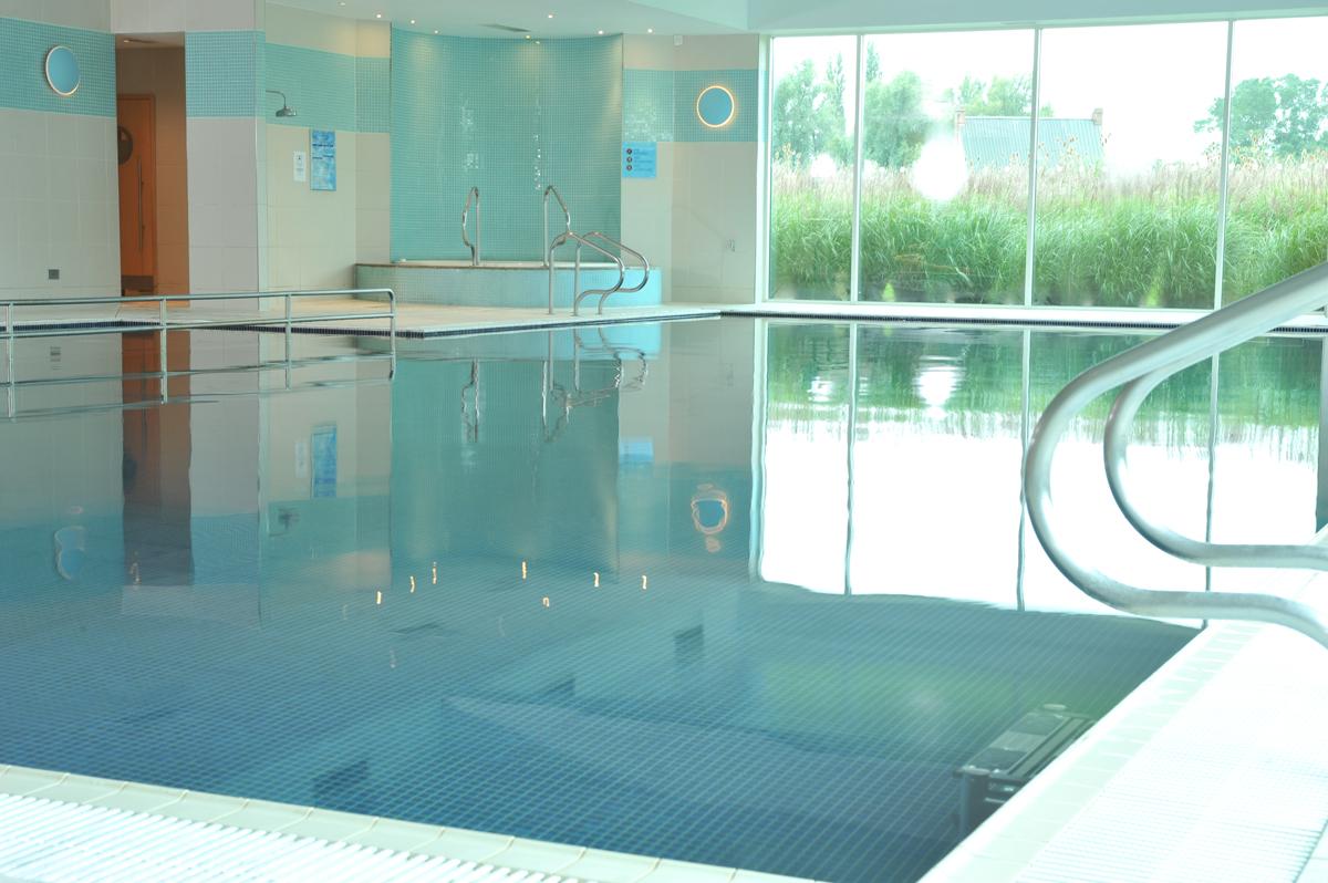 The Quad health club and spa looks out onto the property's lake / Crowne Plaza Hotel Marlow