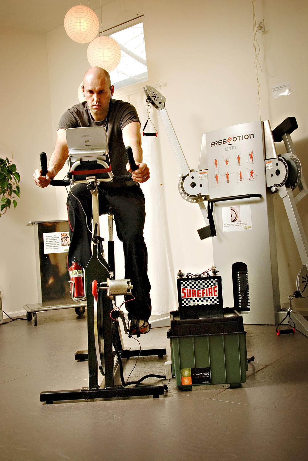 At Portland’s Green Microgym, members generate electricity as they work out / Photo: © BARBIE HULL