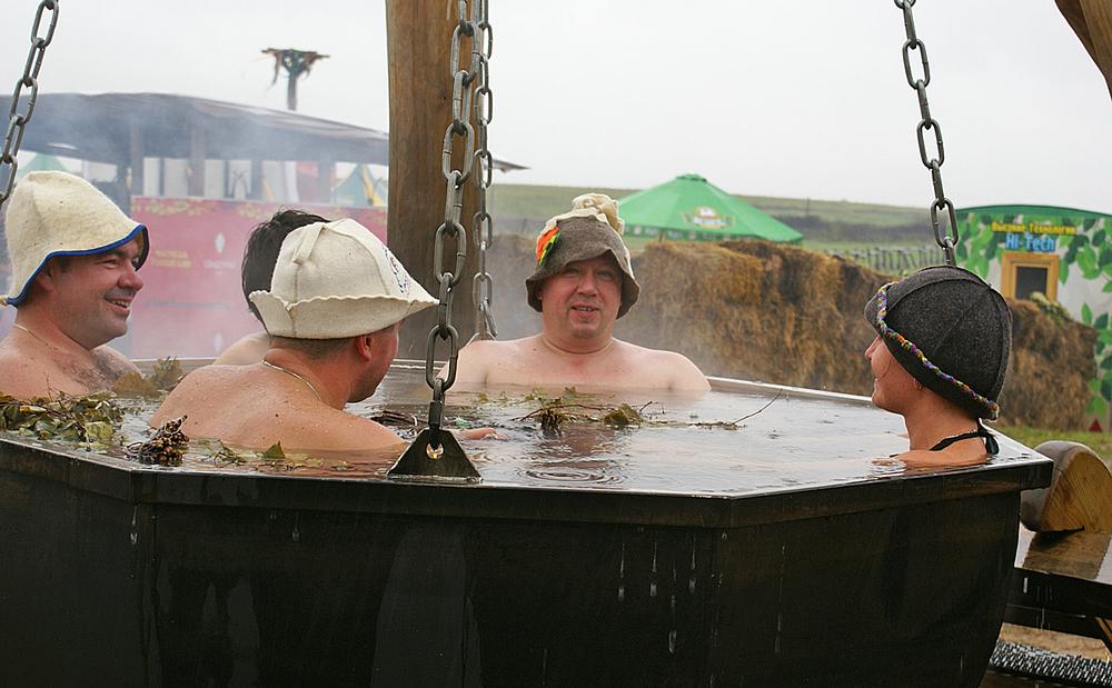 the annual Russian banya competition judges practitioners on client care and technique 