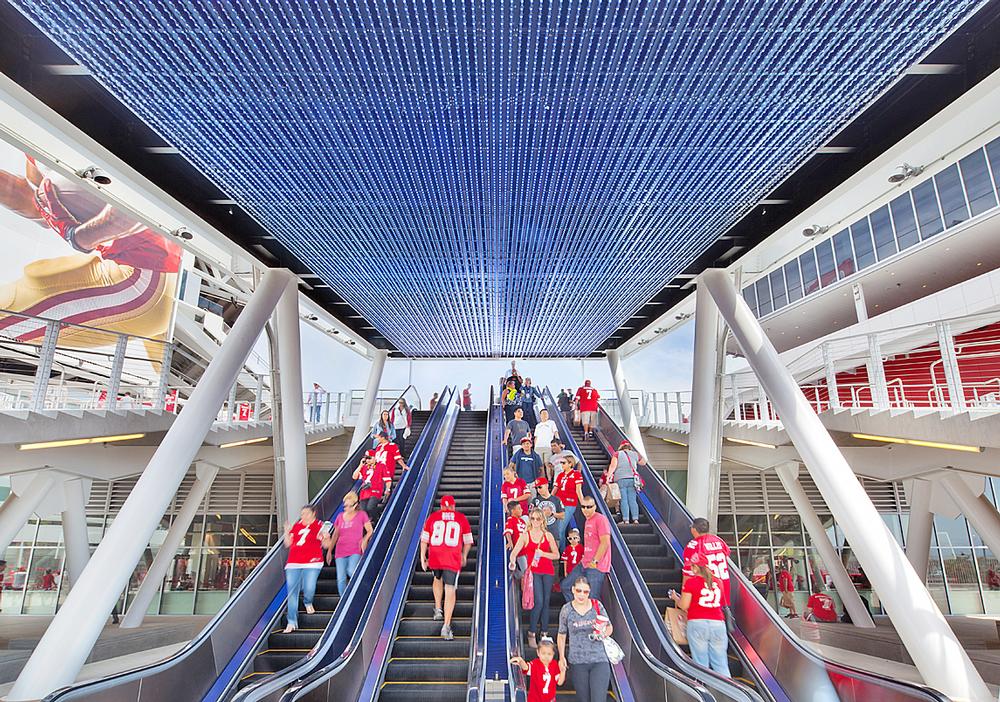 The LEED-certfied Levi’s Stadium boasts 2,000sqm of solar panels and a green roof The LEED-certfied Levi’s Stadium boasts 2,000sqm of solar panels and a green roof