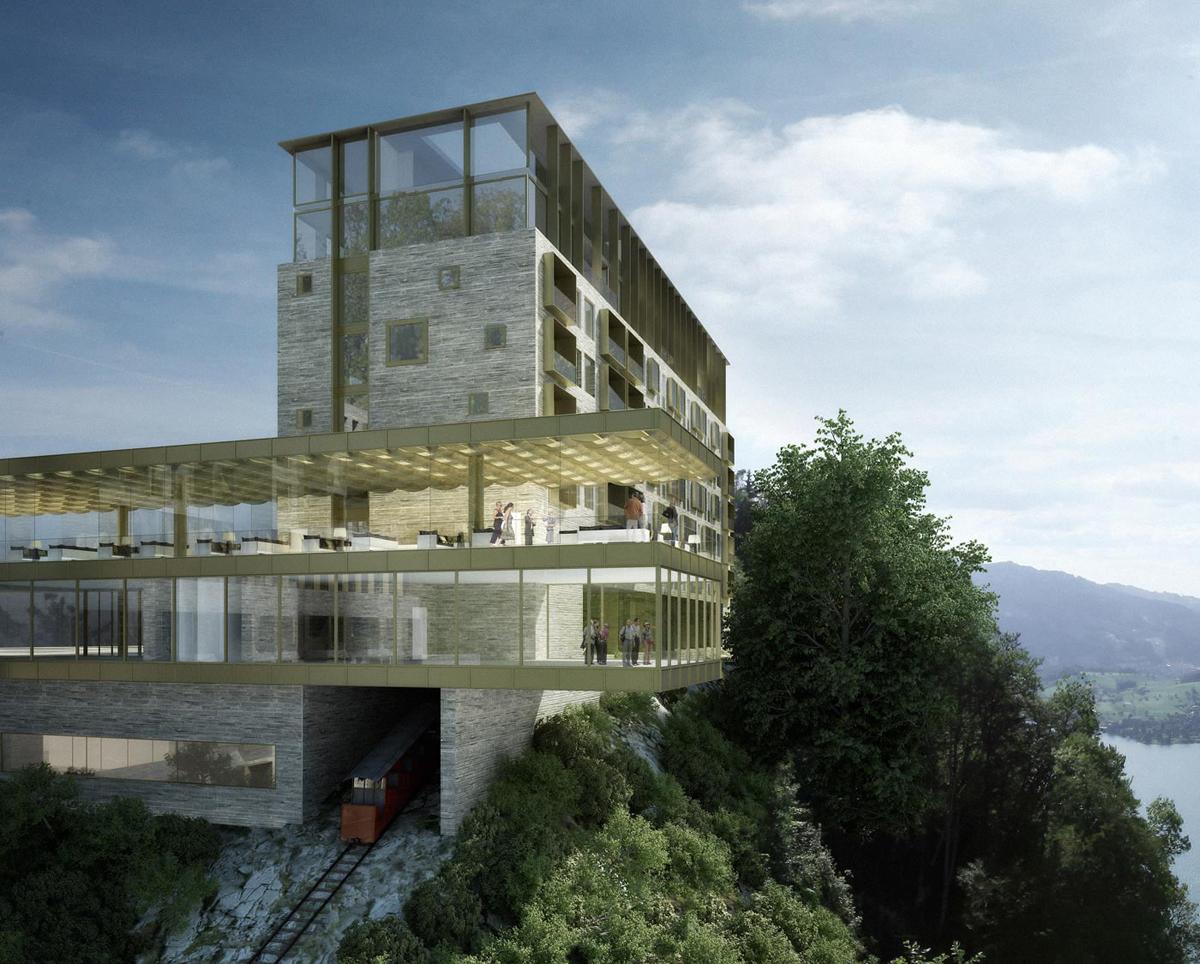 Designed to meet the highest ecological standards, the car-free resort has been constructed with sustainability in mind / Bürgenstock Hotels AG