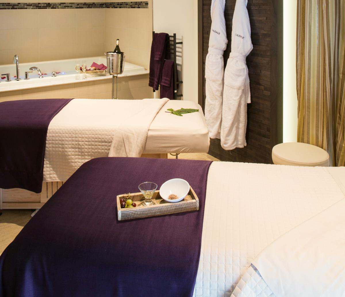 The 5-treatment room spa includes two couples’ rooms which feature chromatherapy lighting / The Epicurean Hotel / WTS International