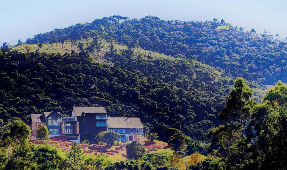 The contemporary design is a change from the Swiss chalet-style hotels that dominate the local area