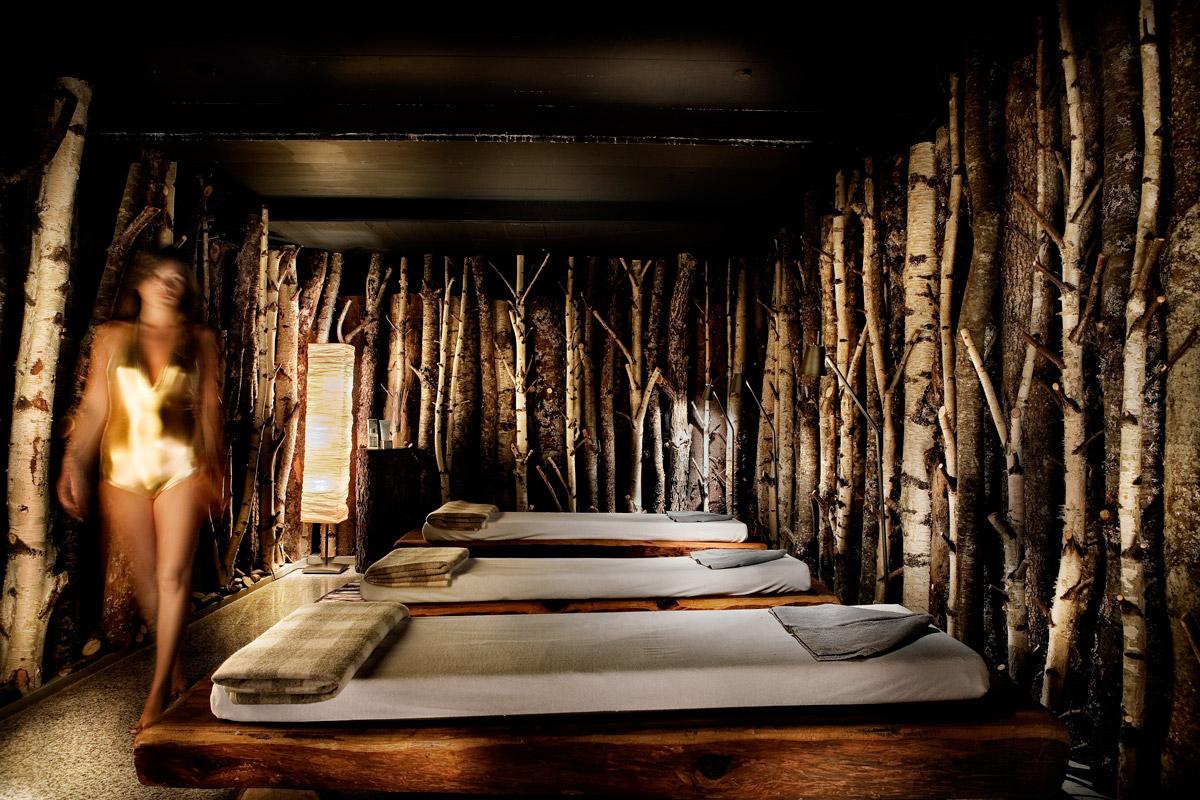 The spa design will comprise fine birch bark, granite encrusted with pebbles, and frozen glass / Maisons and Hotels Sibuet, Pure Altitude