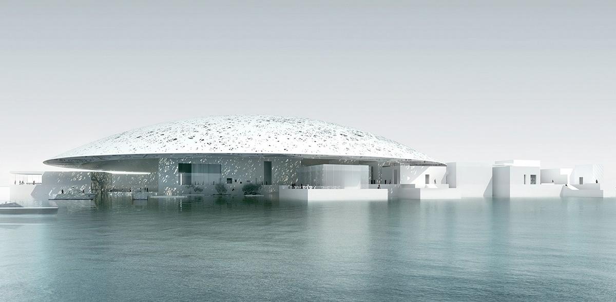 Once complete, Louvre Abu Dhabi will appear to be floating on the water