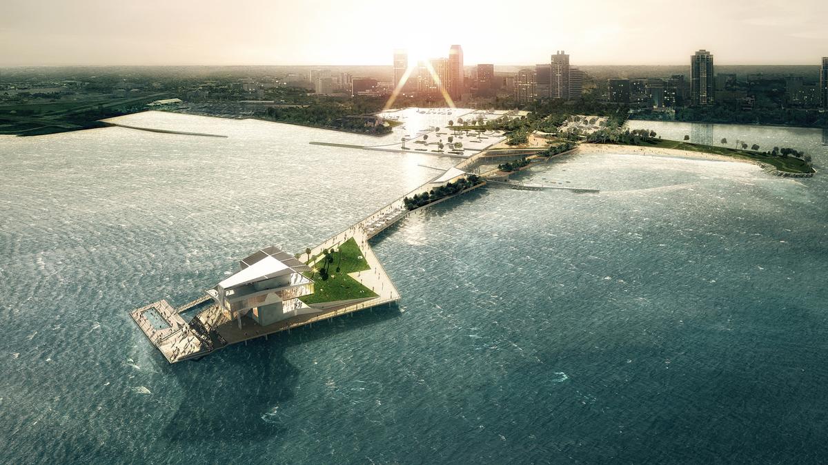 The pier will feature multi-level observation platforms, cycling routes, restaurants and a 4,000-capacity events space / New St Pete Pier