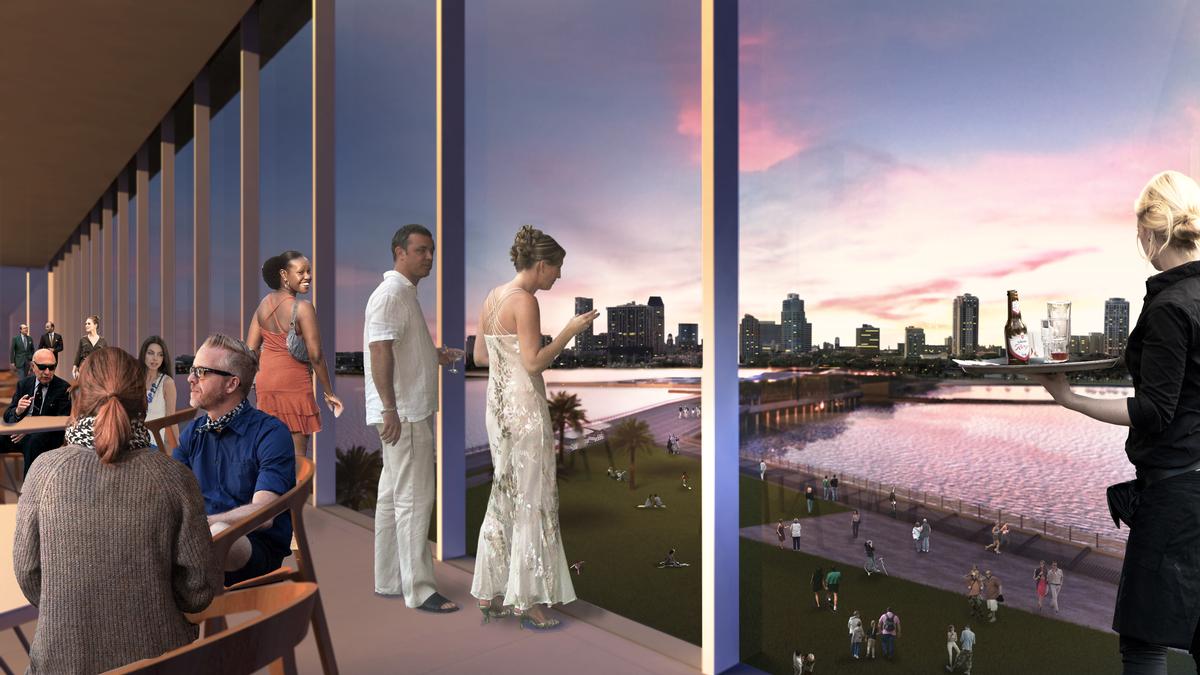 Visitors to the observation platforms will have a panoramic view of Tampa Bay and the pier below / New St Pete Pier