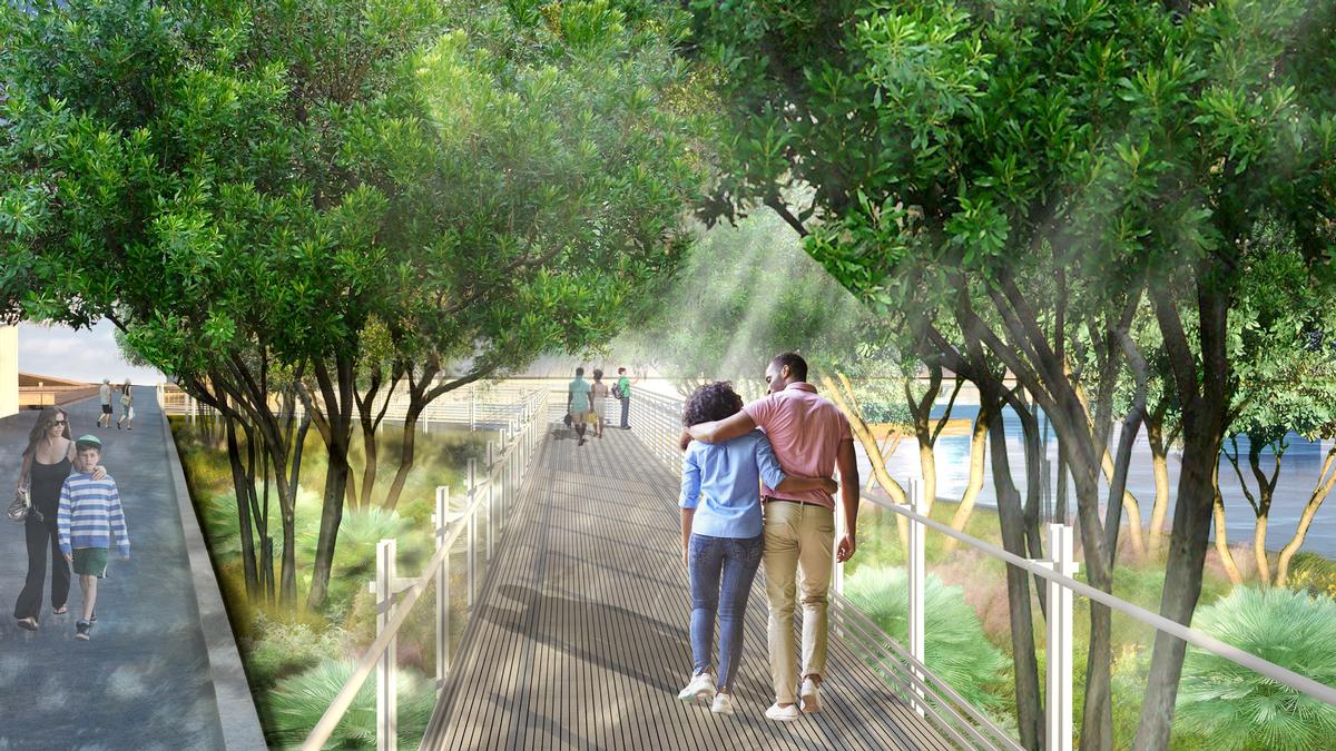 Green footpaths will create new places for visitors to relax / New St Pete Pier