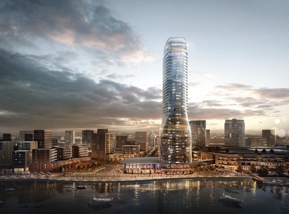 The St Regis properties will be located in Kula Belgrade – a 550ft tall and twisting glass skyscraper designed by the Chicago office of architecture firm Skidmore, Owings & Merrill Global / Belgrade Waterfront