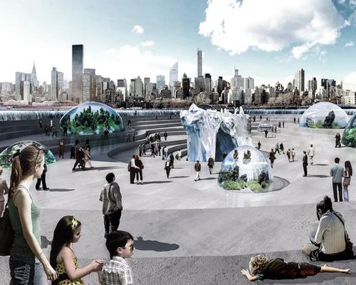 The top of the biodomes would pop out of the island's floor, creating a new water-filled public realm / Arch Out Loud/Lissoni Associati