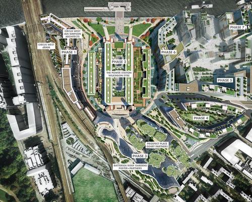 Rafael Viñoly's masterplan for the Battersea site, which is split over seven phases / Battersea Power Station Development Company