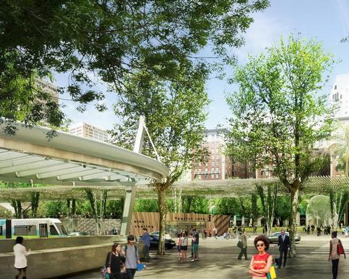 A smart canopy will shelter leisure amenities and support a green layer of drought-tolerant plants and solar panels
/ Agence Ter