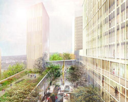 MORQ’s proposal, Ryde392, is centred around a series of mixed-use green-roofed towers centred around a main plaza / MORQ