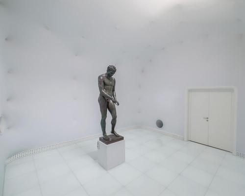 The white room by architect Vanja Ilic is the culmination of the museum experience, with a completely white room showcasing Apoxyomenos / Museum of Apoxyomenos
