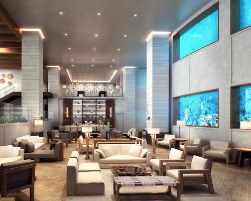 The hotel's 280,000-gallon aquarium will be renovated as part of the project / Rockwell Group