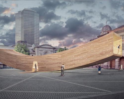 Nicknamed 'The Smile' the structure will sit in the grounds of the Chelsea College of Arts during September