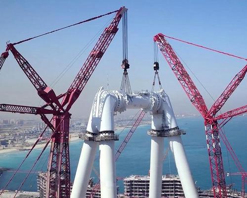 Two of the world’s largest cranes have assembled the key components of the wheel, which will be called Ain Dubai / Meraas
