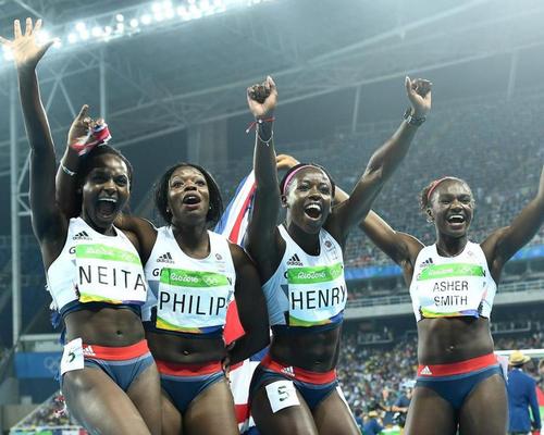 Daryll Neita (far left), Dina Asher-Smith (far right) won bronze medals