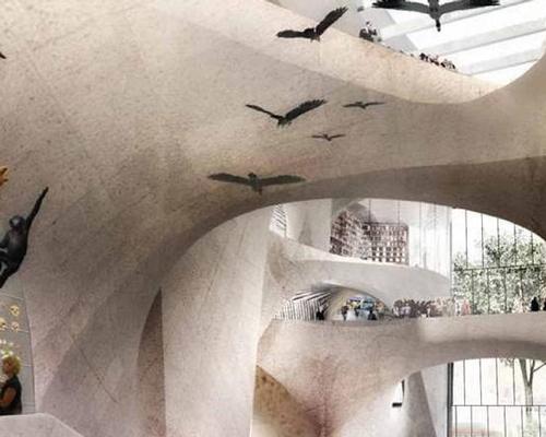 Canyons and glacial forms create new through paths to the museum’s vast campus