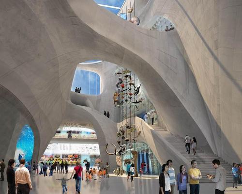 The cave-like design by Studio Gang combines and streamline the various activities at the museum