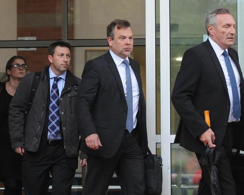 Merlin's Dominic Wigley (left) Matt Jowett (centre) and Ian Crabbe (right) leaving Stafford Crown Court / Rui Vieira/PA Wire/Press Association Images
