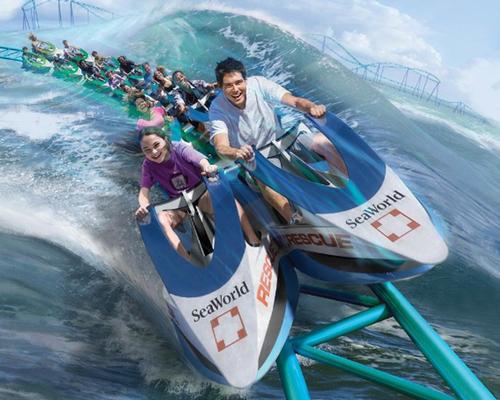 Wave Breaker: The Rescue Coaster will debut at SeaWorld San Antonio in 2017. The jet ski-style car design engages riders in a straddled seating position. / SeaWorld Parks 