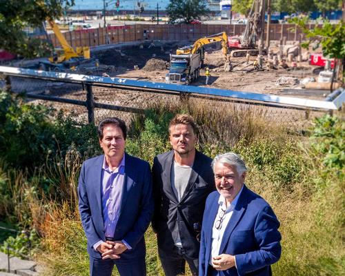 From left to right: Ziel Feldman, chair and founder of HFZ Capital Group; Bjarke Ingels, founding partner of BIG; Neil Jacobs, CEO of Six Senses Hotels Resorts Spas, at the site of Six Senses New York