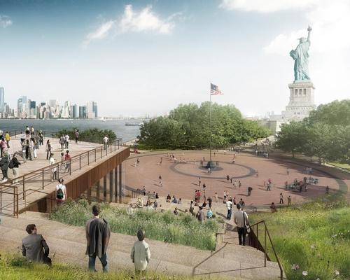 The museum was designed in such a way so as the design would not compete with the statue