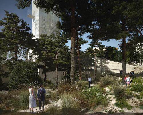 The winning design features a central campanile tower that will rise high nearly 400ft above the base of the museum / HW architecture