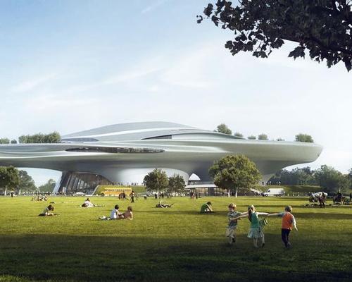 The LA museum would be located in Exposition Park, near the Natural History Museum. / Lucas Museum of Narrative Art